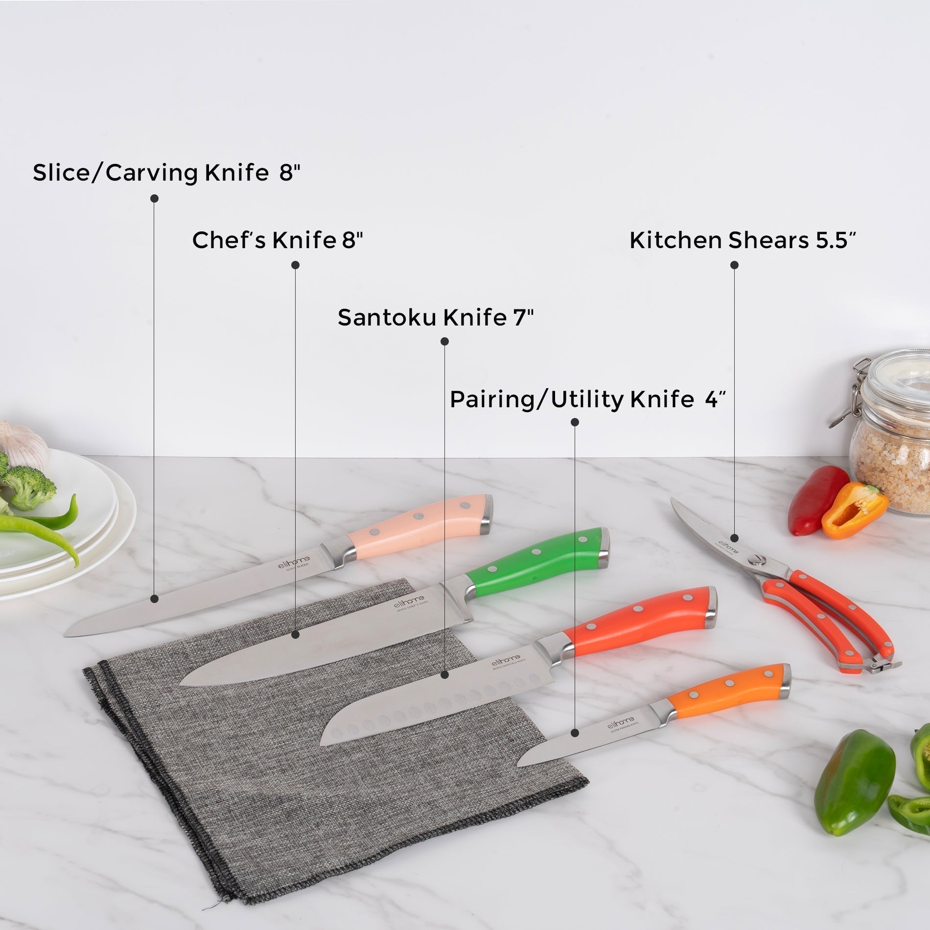 5 Piece Professional Kitchen Knife Set DC-Powered by People
